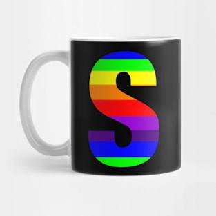 The Letter S in Rainbow Stripes Mug